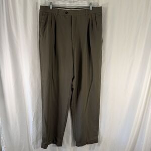 Pronto Uomo 100% Wool Dress Pants Men's 36 Brown Pleated Office Work